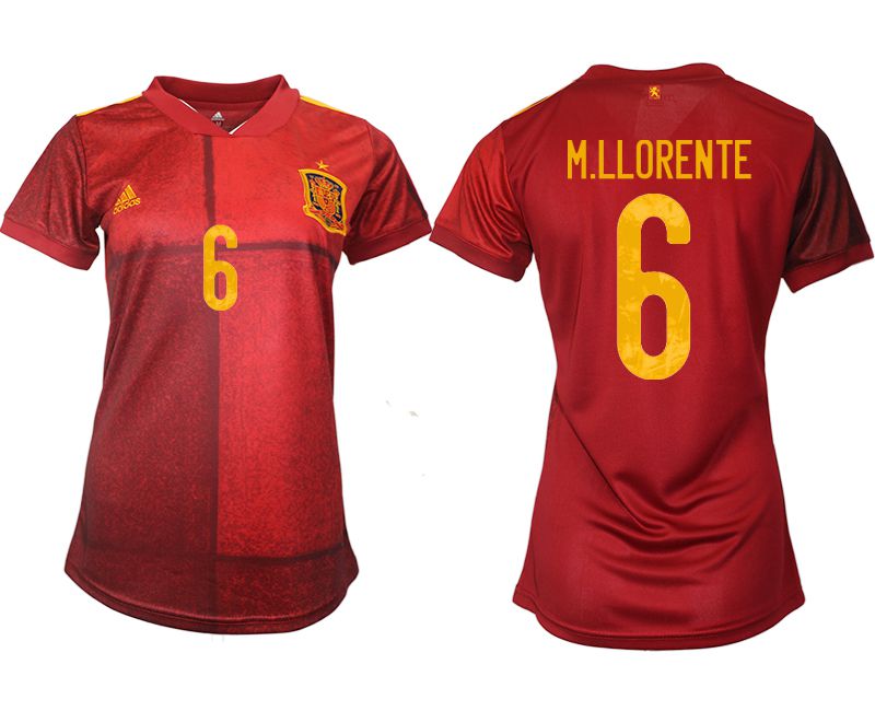 Women 2021-2022 Club Spain home aaa version red #6 Soccer Jerseys->women soccer jersey->Women Jersey